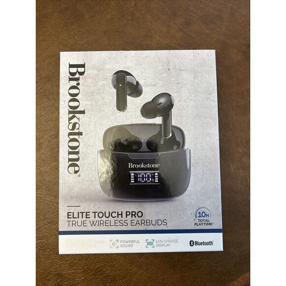 Brookstone Elite Touch Pro True Wireless Bluetooth Earbuds-New In Box